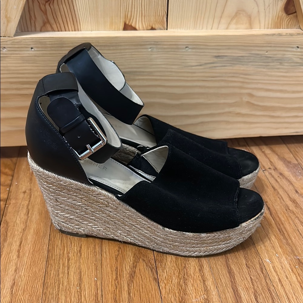 Marc Fisher Black Espadrille Wedges